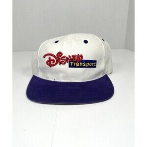 Vintage Disney Transport Bus Cast Member Hat Cap White Purple WDW Buses 90s READ